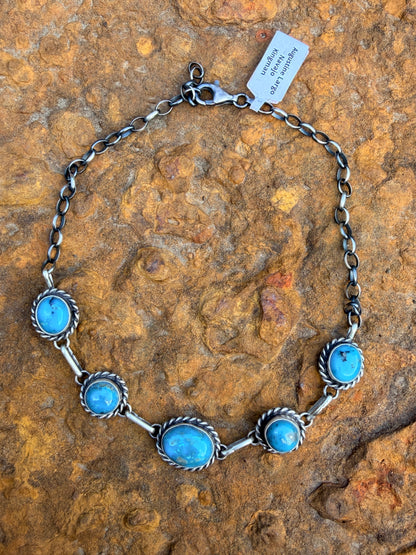 Native Made Augustine Largo 5 Stone Kingman Turquoise Choker