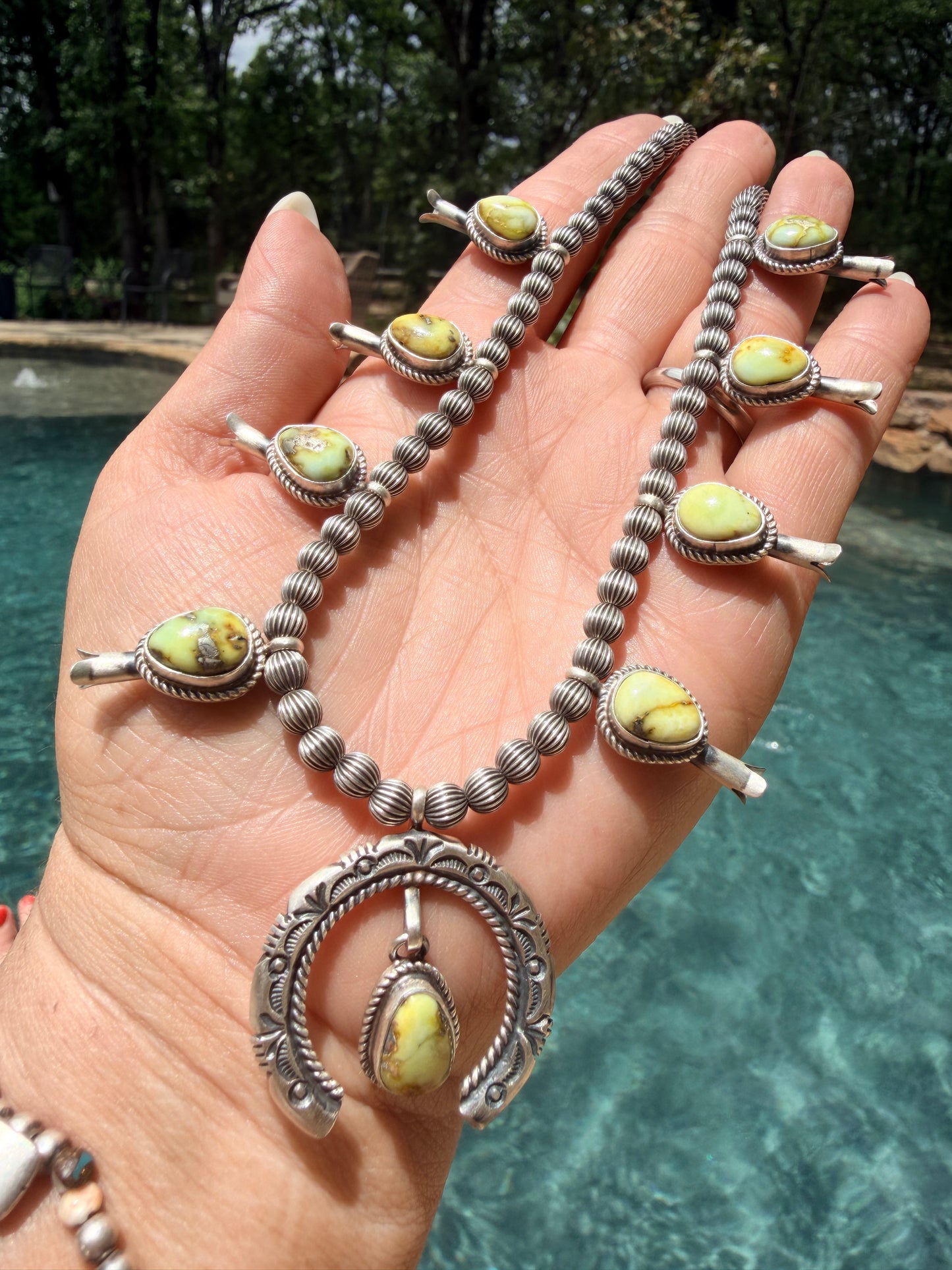 Authentic Palomino Squash Blossom Necklace Set