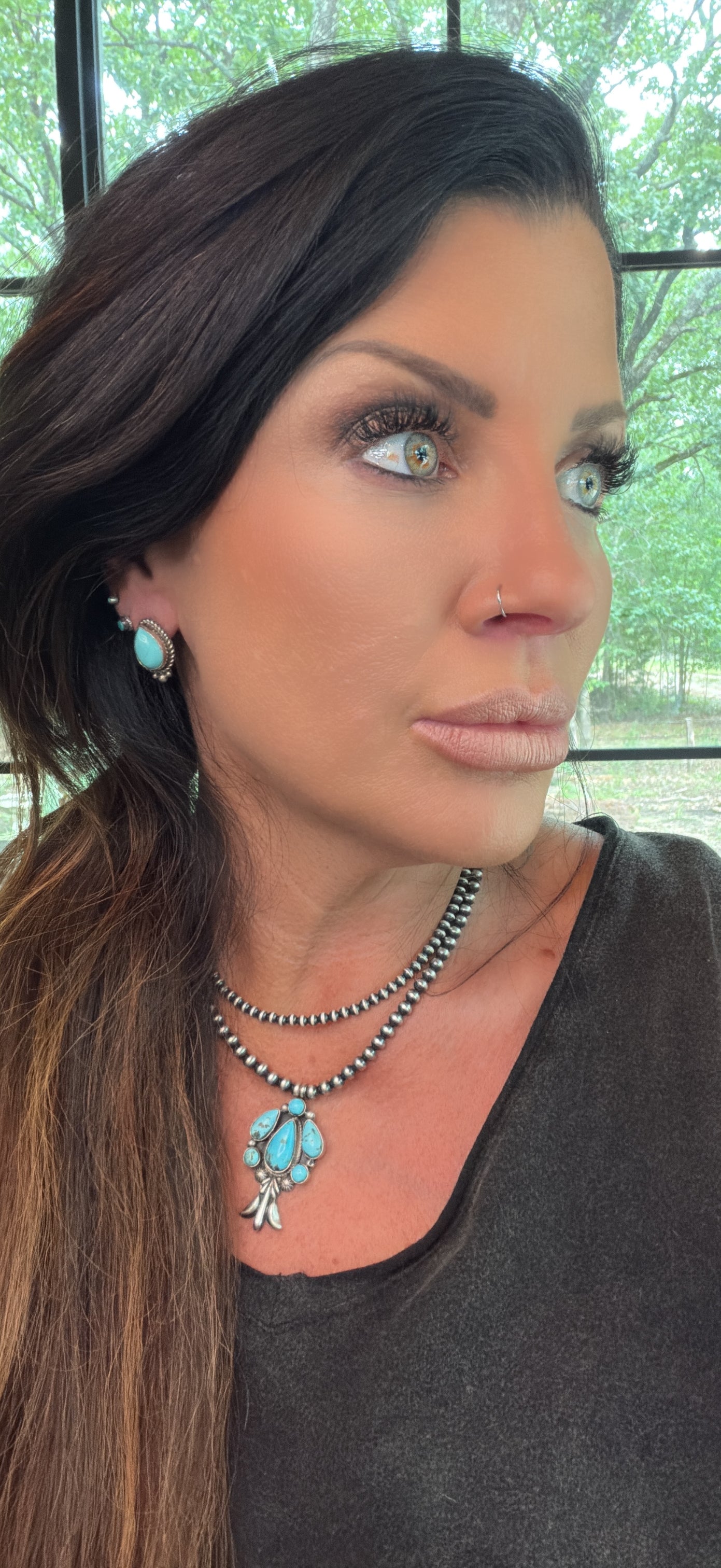 Native Made Sterling Silver Kingman Turquoise Post Earring's By Tricia Leekity.