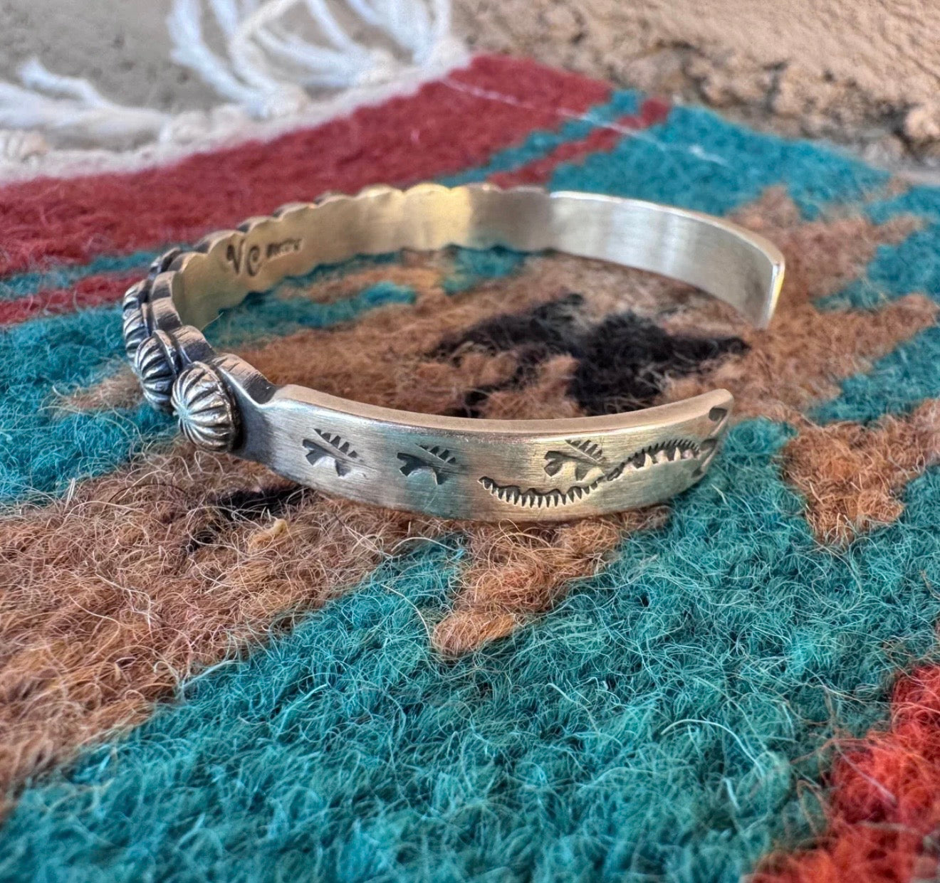 HANDCRAFTED STERLING SILVER STUDDED CUFF BRACELET
