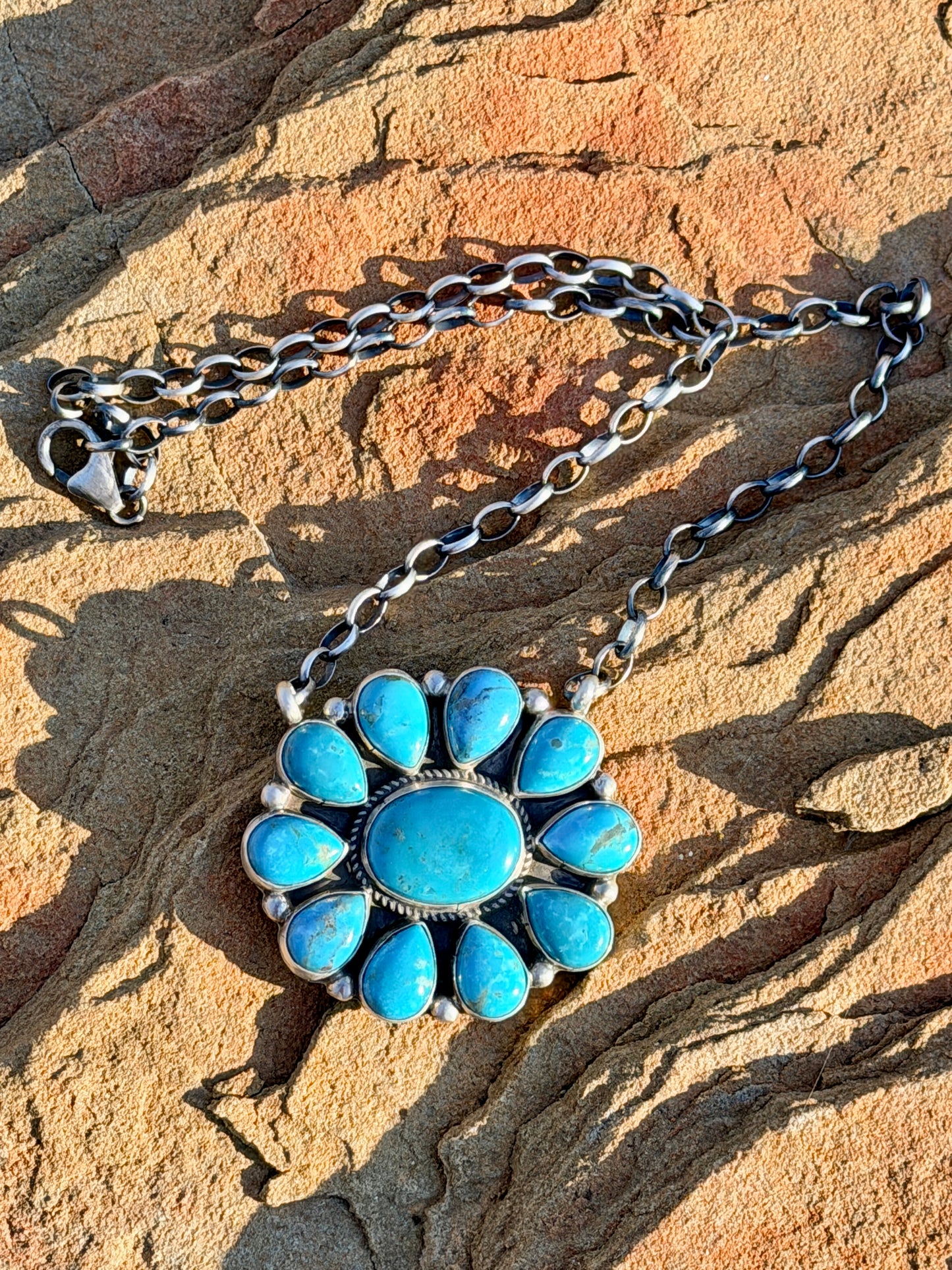 Large Turquoise Cluster Necklace by Geraldine James
