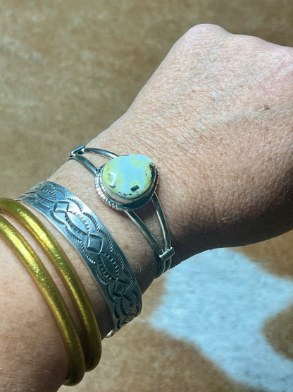 Native Made Palomino Sterling Silver Cuff by Samson Etsitty