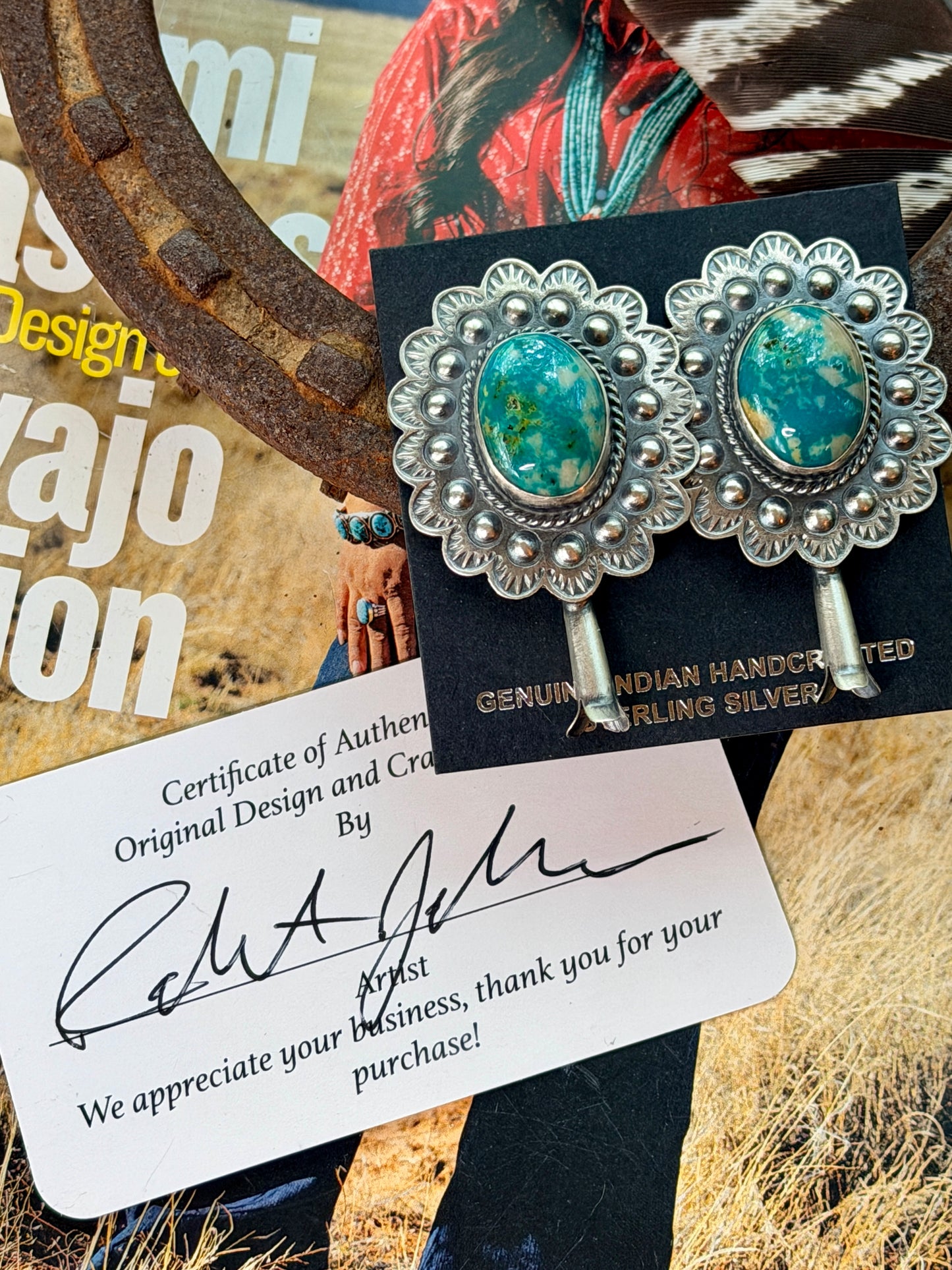 Robert Johnson Fox Turquoise Earrings