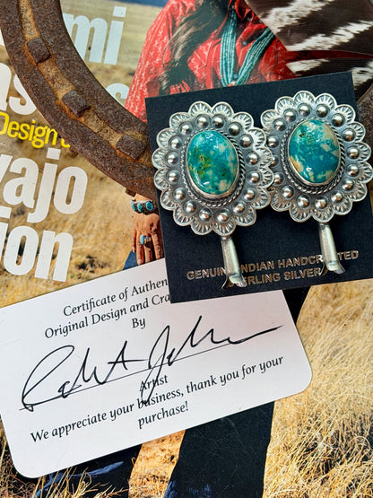 Robert Johnson Fox Turquoise Earrings