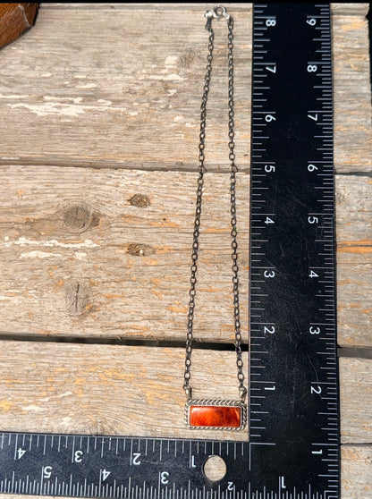 Orange Spiny Bar Necklace by C Belone