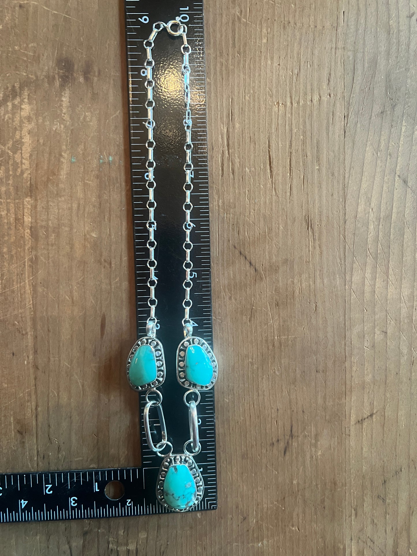 Authentic Turquoise Native Made 3 Stone Necklace