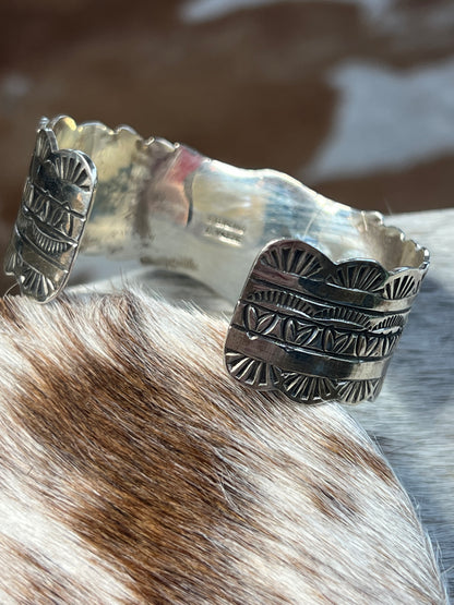 Turquoise with Hearts, Scared Sunrise and detailed stamping cuff by Yazzie