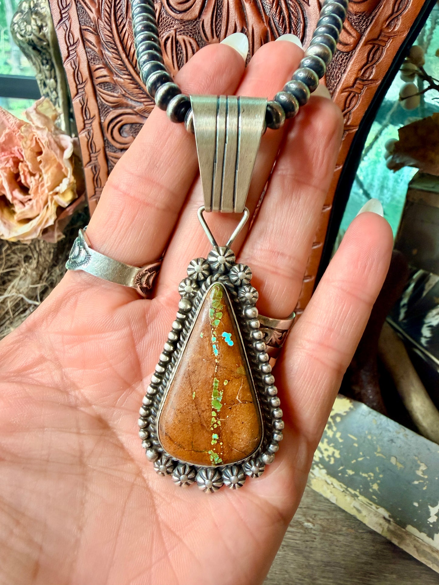 Alfred Martinez Ribbon Royston Turquoise & Sterling Silver Pendant