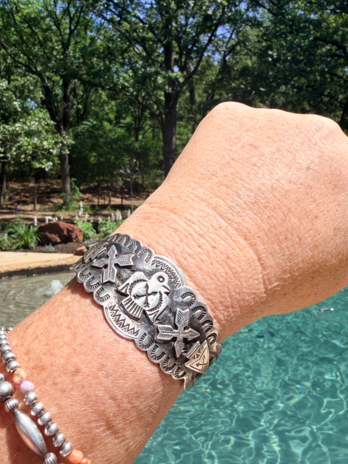 A Fred Harvey Era Vintage Navajo Silver Thunderbird Cuff