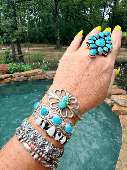 Native Made by Benson Shorty Kingman Turquoise & Sterling Silver Cuff Bracelet