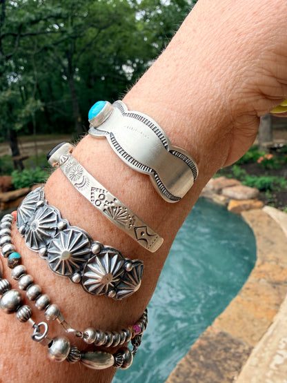 Native Made by Benson Shorty Kingman Turquoise & Sterling Silver Cuff Bracelet