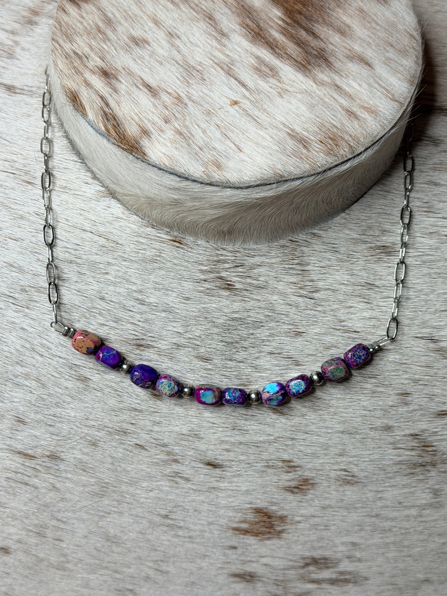 16 inch chain choker and Verascite sea sediment and sterling silver
