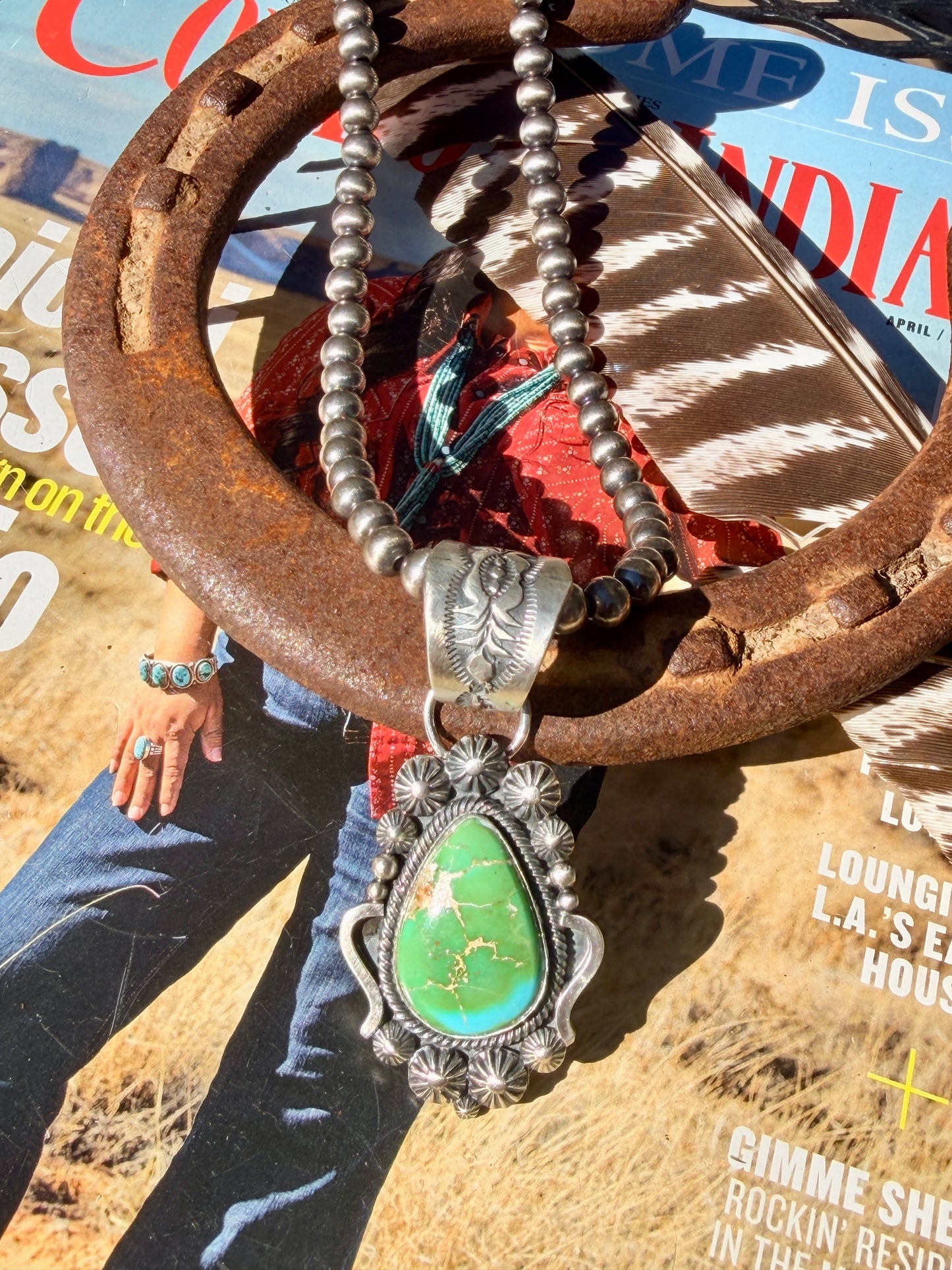 Native Made Sonoran Gold Pendant and Necklace by Tom Lewis