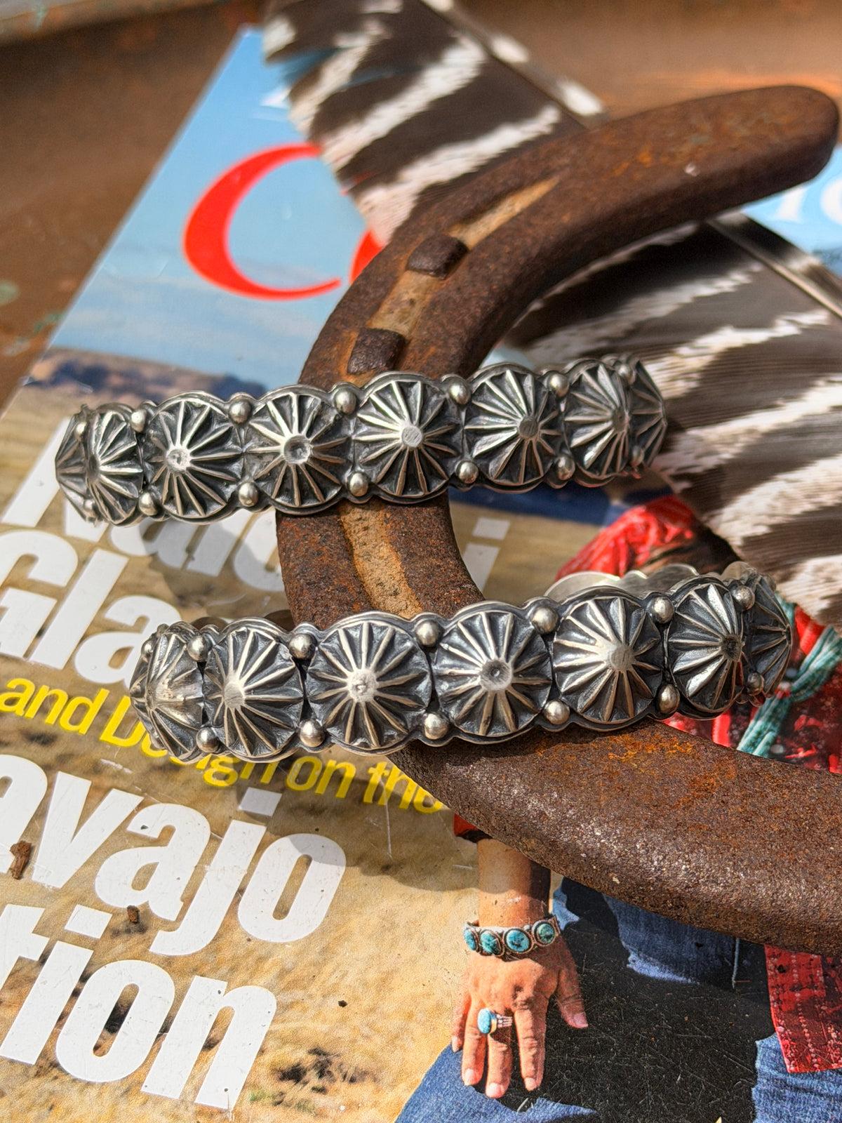 Sterling Silver Native Made Concho Cuff