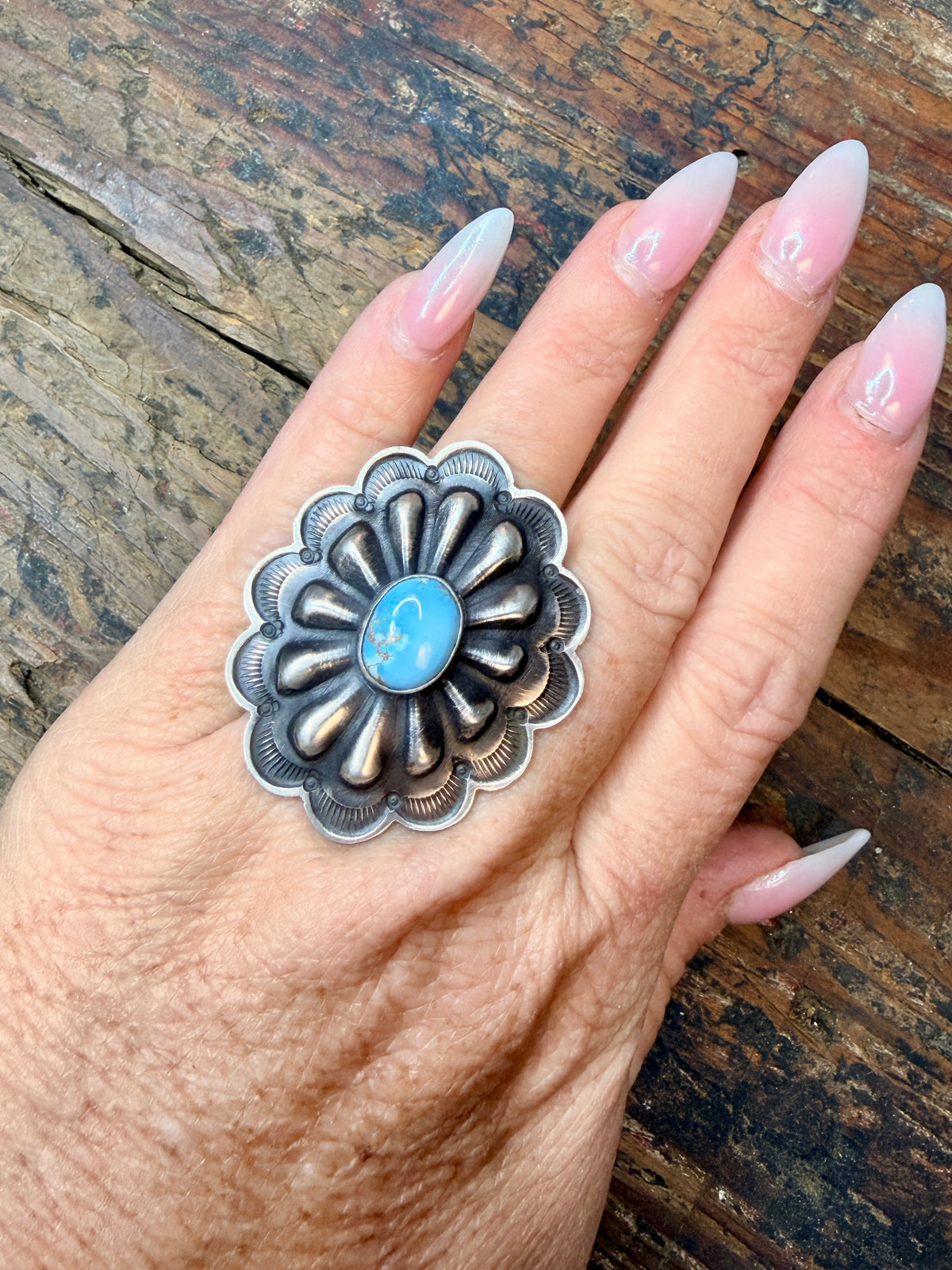 Concho Stone Adjustable Ring by Cadman