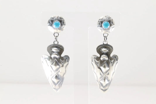 Tim Yazzie Arrowhead and Turquoise Earrings