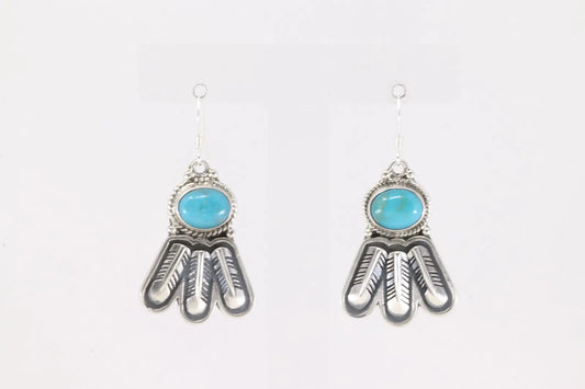 Adorable Turquoise and Feather Earrings