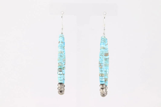 Turquoise and Beaded Hoop Earrings