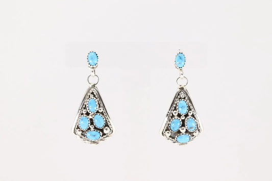 Gorgeous Post Drop Kingman Turquoise Earrings by Navajo Artist Melvin Chee