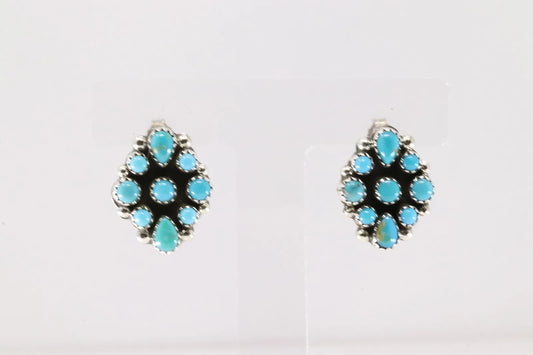 Turquoise Flower Cluster Earrings by Navajo artist Tillie John