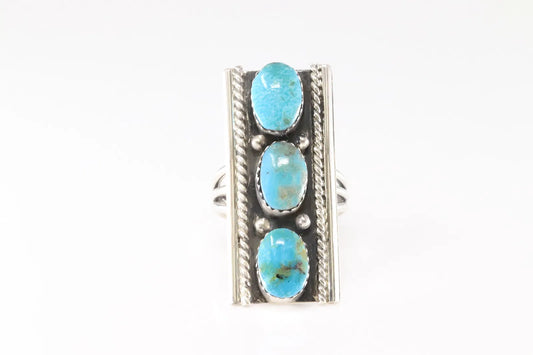 Three stone turquoise ring by Arlene Lewis