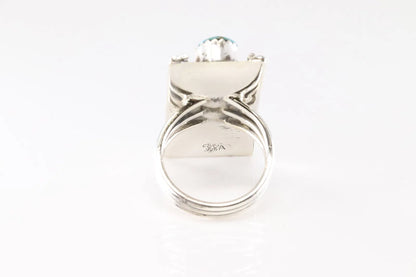 Three stone turquoise ring by Arlene Lewis