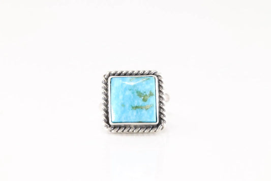 Johnny Dixon square adjustable turquoise ring