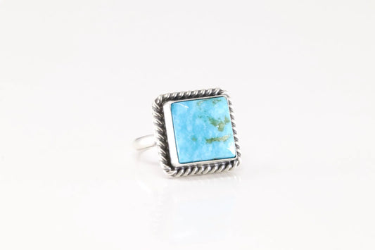 Johnny Dixon square adjustable turquoise ring