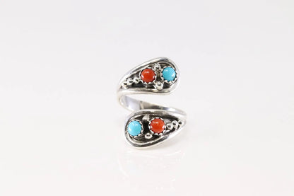 Genevieve Francisco Turquoise and Coral Adjustable Ring