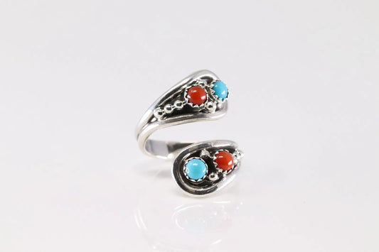 Genevieve Francisco Turquoise and Coral Adjustable Ring