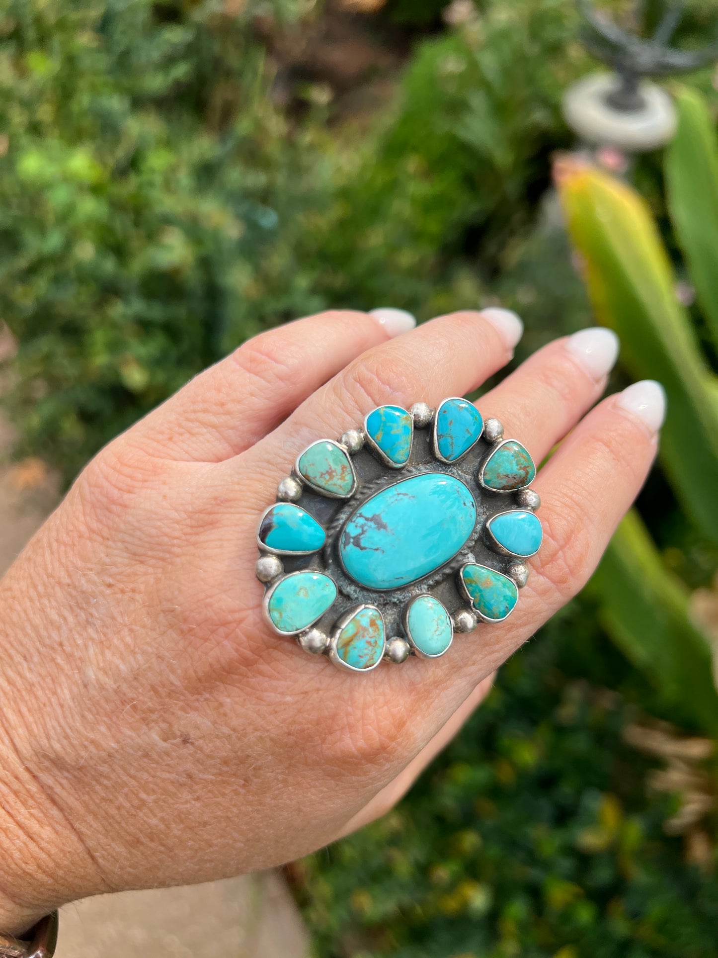 Large Turquoise Cluster Ring By Geraldine James