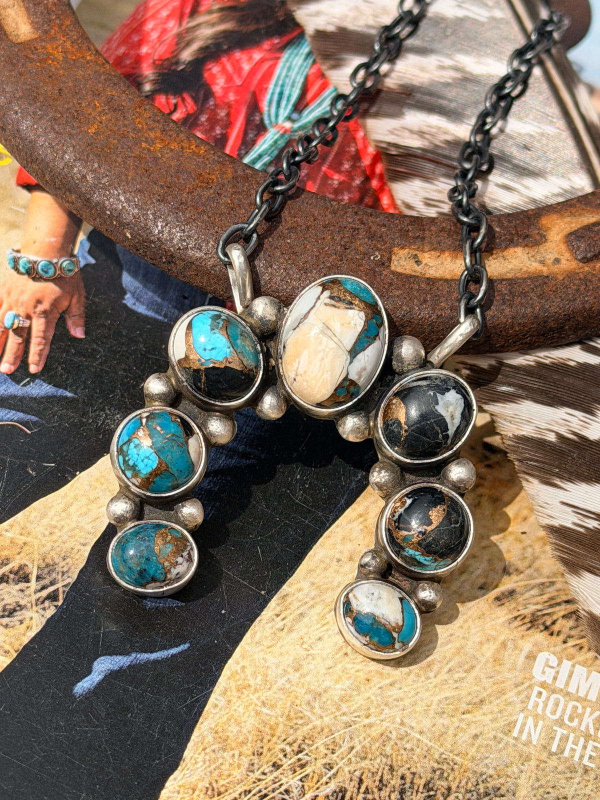 Augustine Largo Blue Ice Dahlia Naja Necklace