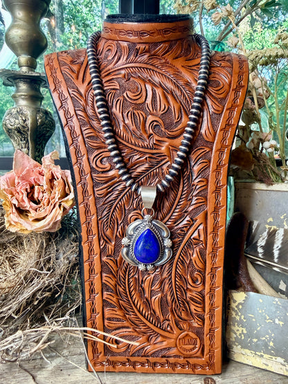 Jeff James Jr., Navajo, Sterling Silver Lapis Lazuli Pendant w/Ornate Frame