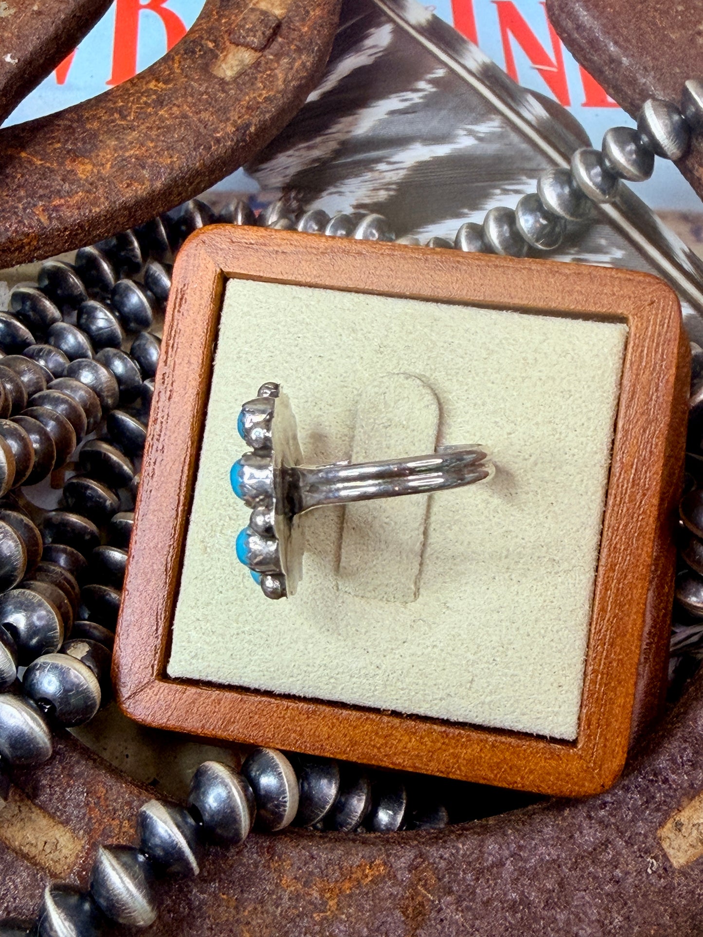 Cluster Turquoise Native Made Ring size 7.5
