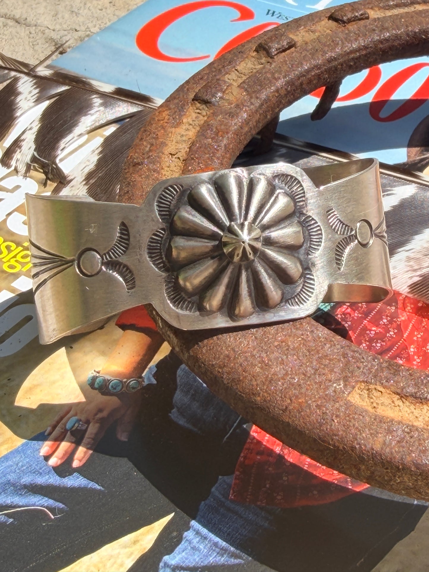 Native Made Repoussé Concho and Old Stamped Design