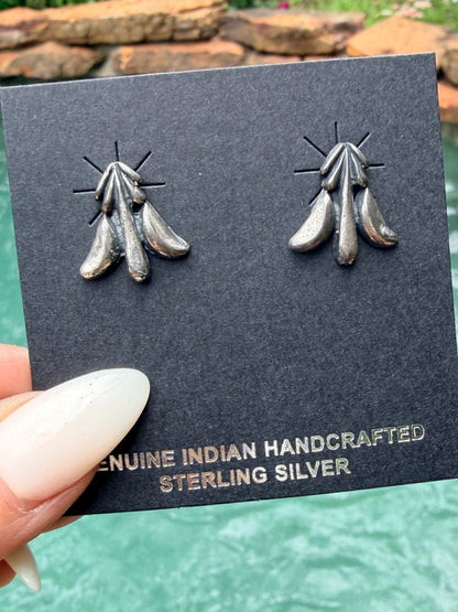 Native Made Sterling Silver Scroll Design Studs by Rita Largo