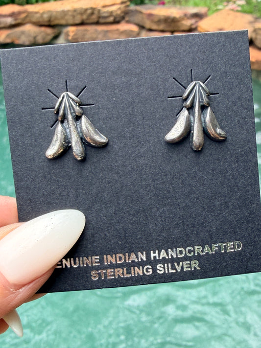 Native Made Sterling Silver Scroll Design Studs by Rita Largo