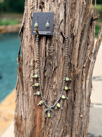 Authentic Palomino Squash Blossom Necklace Set