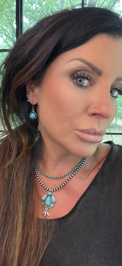 HANDCRAFTED TURQUOISE AND STERLING SILVER DANGLE EARRINGS