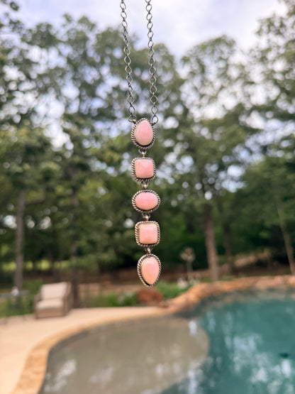 Native Made Queen Pink Conch Shell & Sterling Silver Necklace