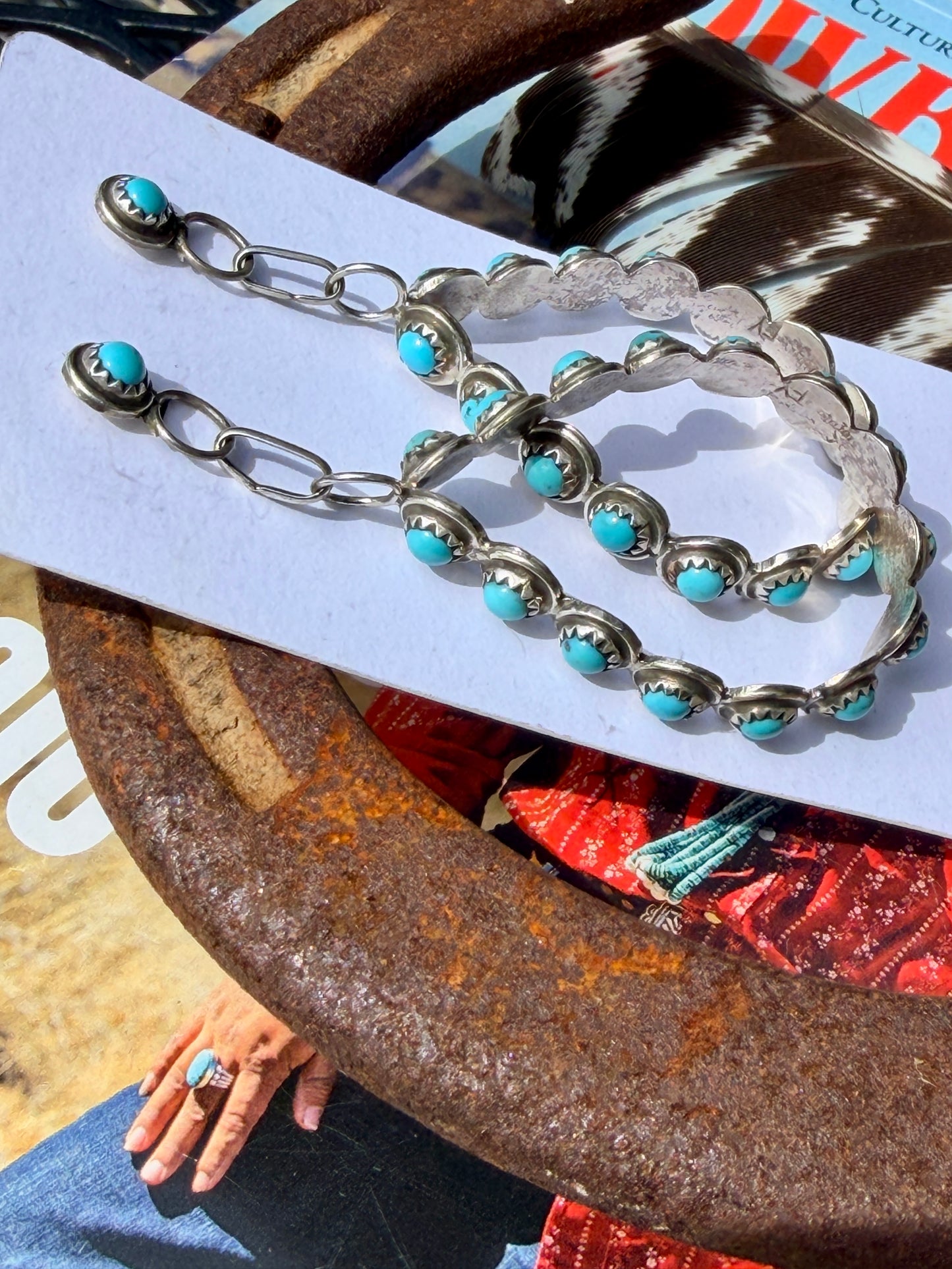 Turquoise Dangle Hoop Earrings by Aaron Davis