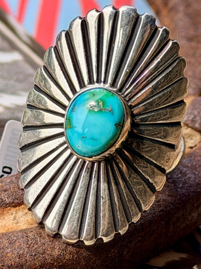 Sonoran Gold Concho Adjustable Ring by Victor Coriz