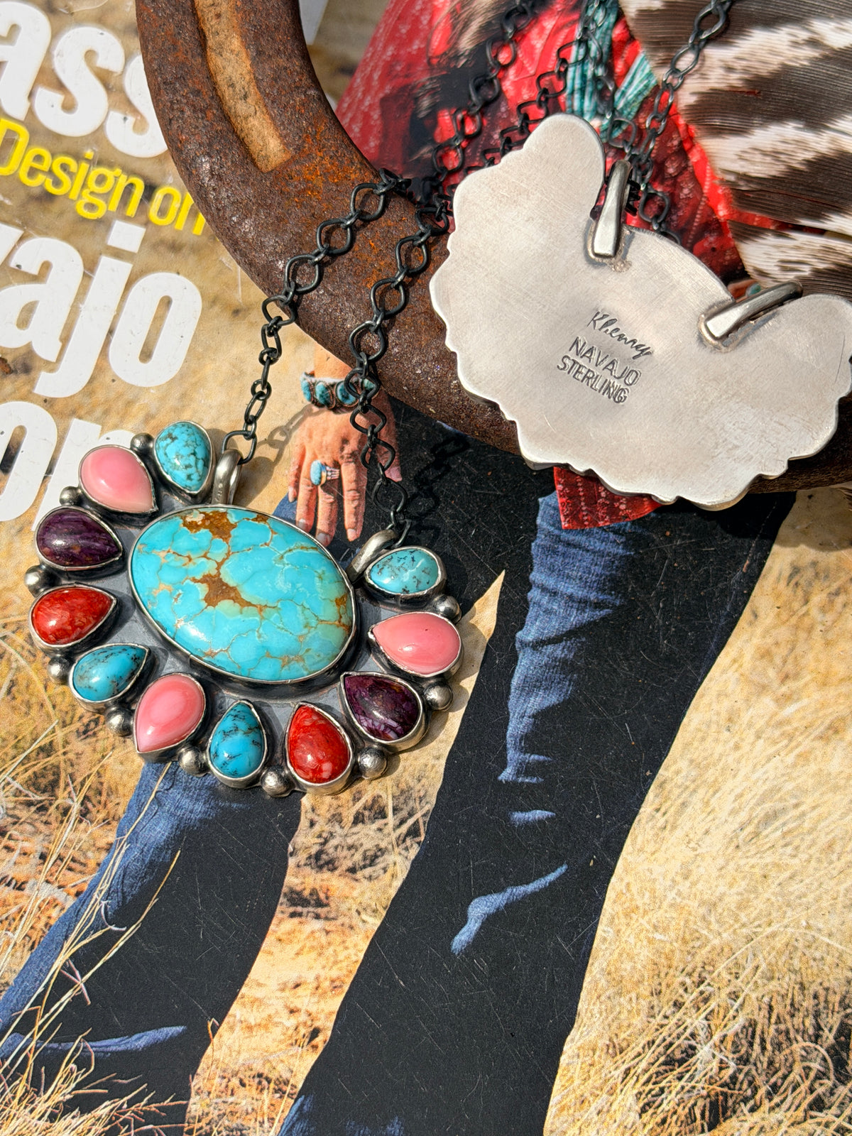 *Limited Edition* Navajo Handmade Cluster Necklace by Keith Henry Carico Lake or Sonoran Gold