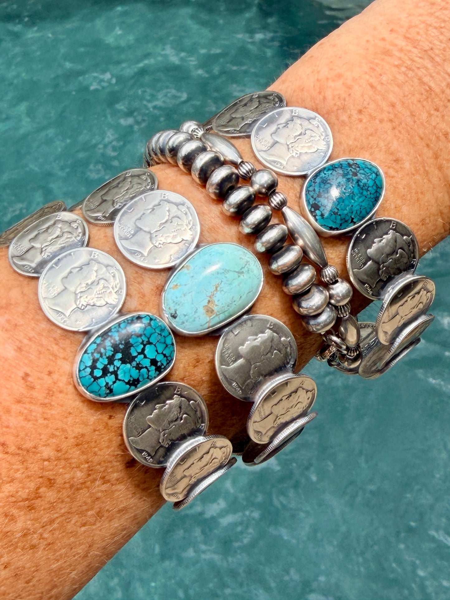 James McCabe Mercury Dime and Turquoise Bangle