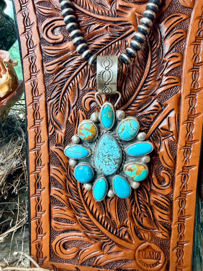 Large Cluster Turquoise Pendant by Geraldine James