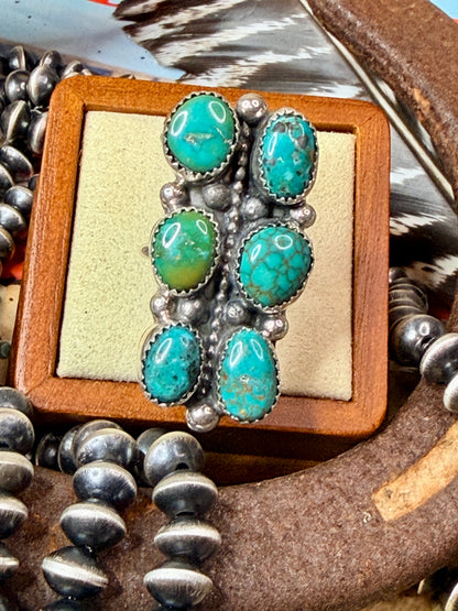 6 Stone Sonoran Gold Turquoise Ring by Sheila Becenti size 7