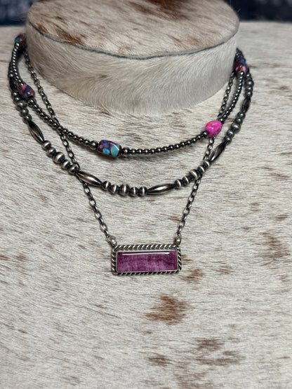 Sterling Silver Pearl Necklace with Melon, Saucers and Round Beads 16”