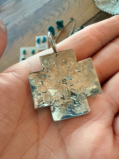 Native Made Sterling Silver Cross Pendant