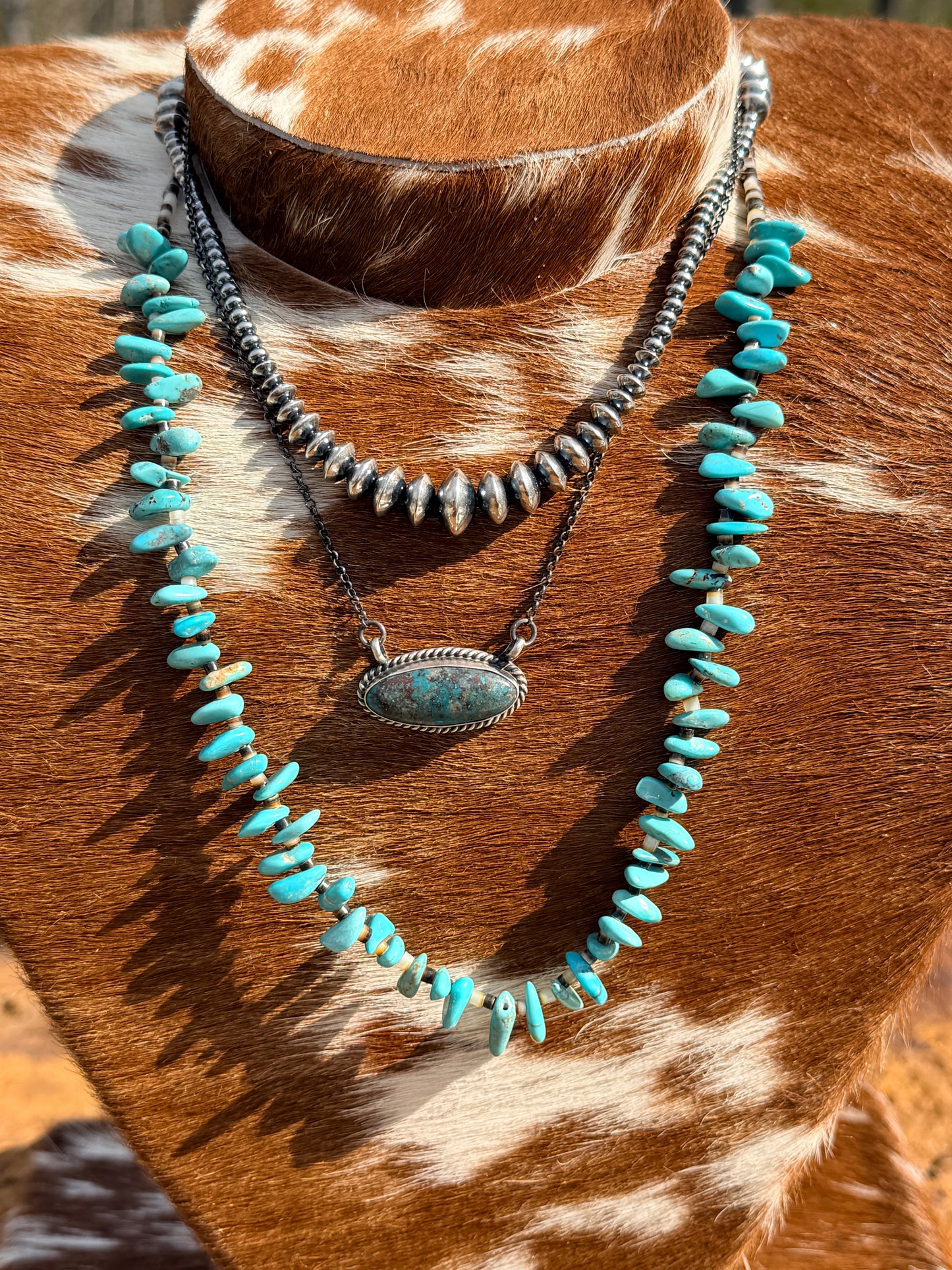 Authentic Navajo Campitos Turquoise Oval Necklace