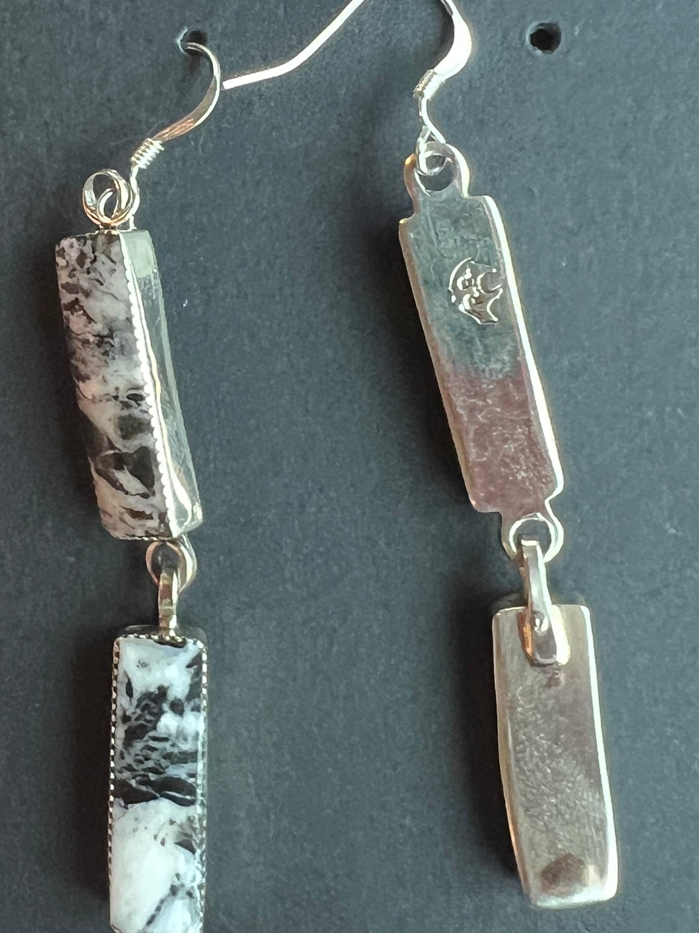Native Made White Buffalo 2 Stone Earrings